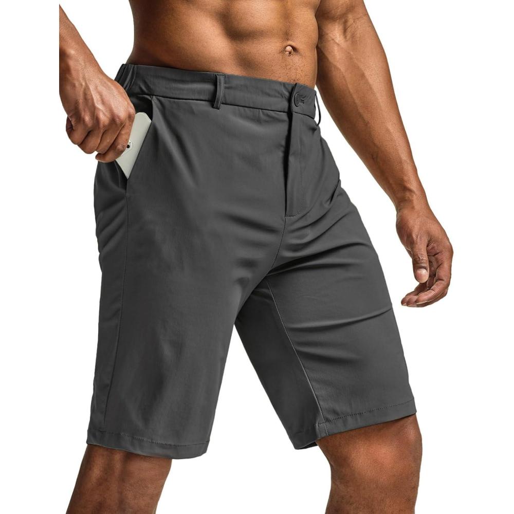 image:imageCQR Mens Quick Dry Stretch Hiking Cargo Shorts Lightweight Water Resistant Tactical Casual Golf amp Outdoor with PocketsHike Flex Grey