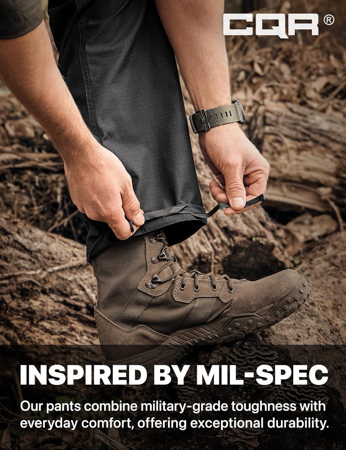 image:imageCQR Mens Military Cargo Pants Water Resistant Ripstop Army Combat Tactical Pants Outdoor Hunting Hiking EDC Work PantsHauler Black