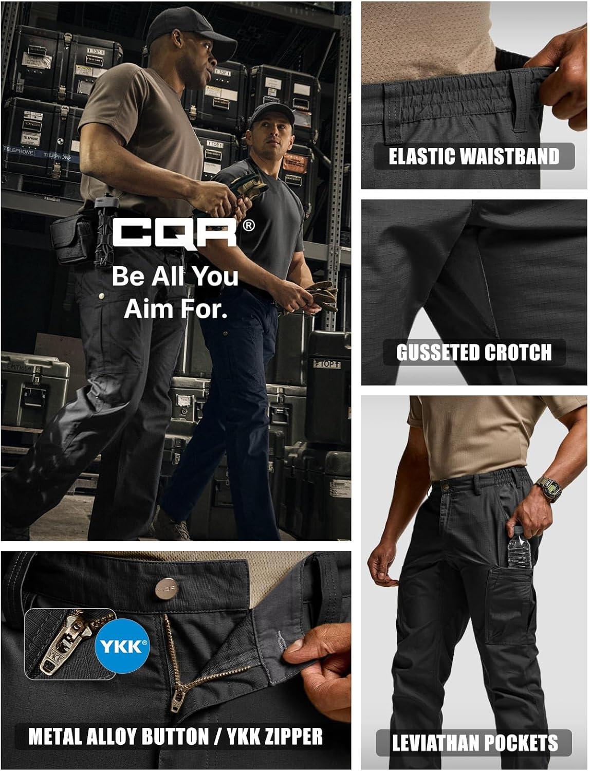 image:imageCQR Mens Military Cargo Pants Water Resistant Ripstop Army Combat Tactical Pants Outdoor Hunting Hiking EDC Work PantsHauler Black