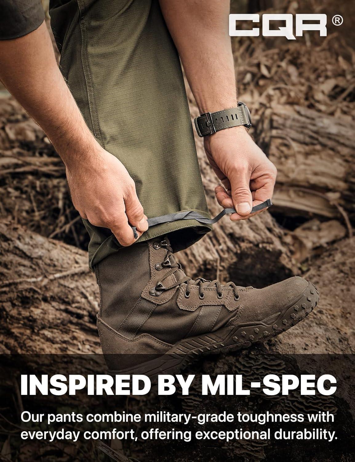 image:imageCQR Mens Military Cargo Pants Water Resistant Ripstop Army Combat Tactical Pants Outdoor Hunting Hiking EDC Work PantsHauler Soil Green