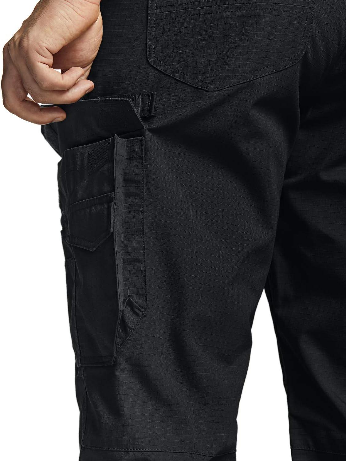 image:imageCQR Mens Quick Dry Work Pants Water Resistant Outdoor Tactical Pants Lightweight Stretch Cargo Hiking PantsWork Cargo Black