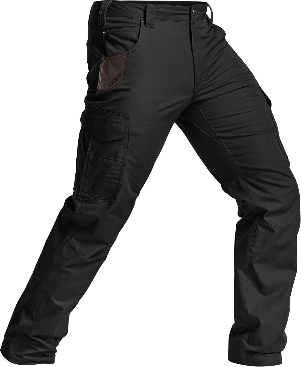 image:imageCQR Mens Quick Dry Work Pants Water Resistant Outdoor Tactical Pants Lightweight Stretch Cargo Hiking PantsWork Cargo Black