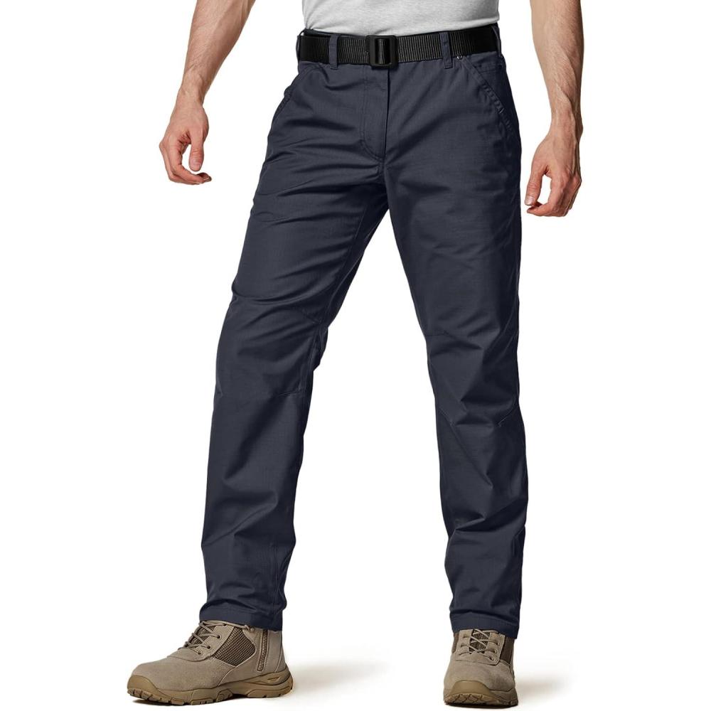 image:imageCQR Mens Quick Dry Work Pants Water Resistant Outdoor Tactical Pants Lightweight Stretch Cargo Hiking PantsUtility Straight Police Navy