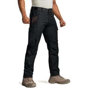 CQR Men’s Quick Dry Work Pants, Water Resistant Outdoor Tactical Pants, Lightweight Stretch Cargo Hiking Pants(Work Cargo Black)