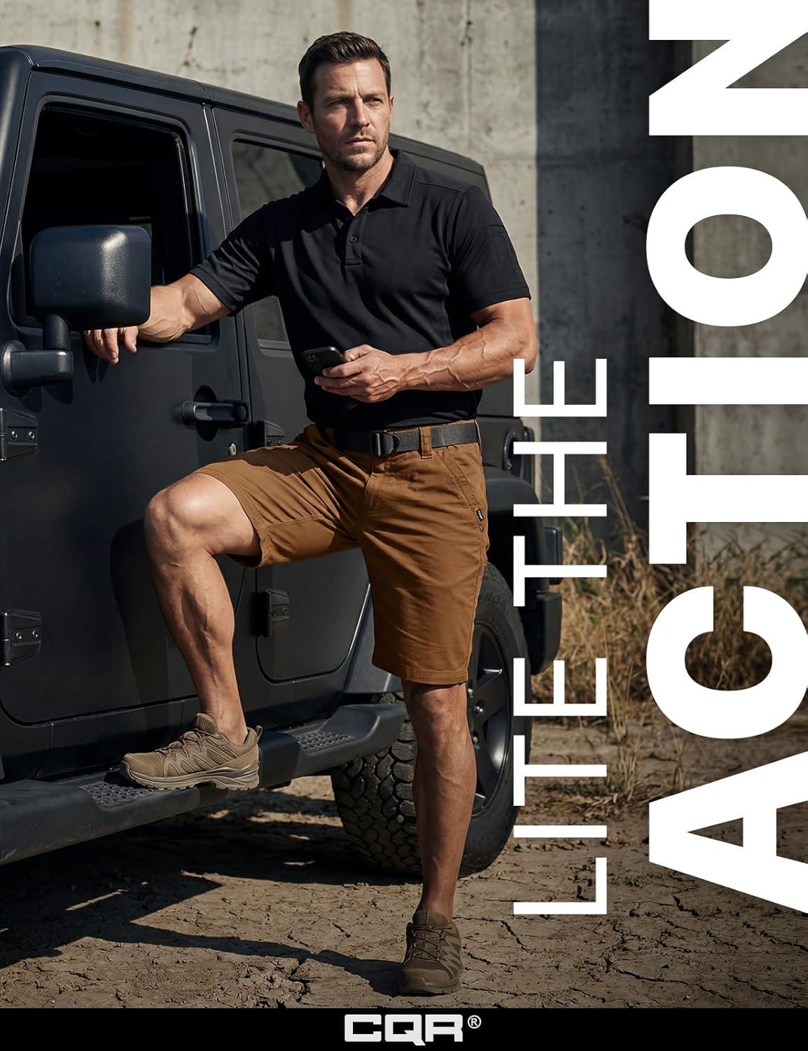 image:imageCQR Mens Flex Casual Cargo Shorts Lightweight Water Resistant Golf Shorts Stretch Tactical Work Shorts with MultiPocketNegotiator Copper Brown
