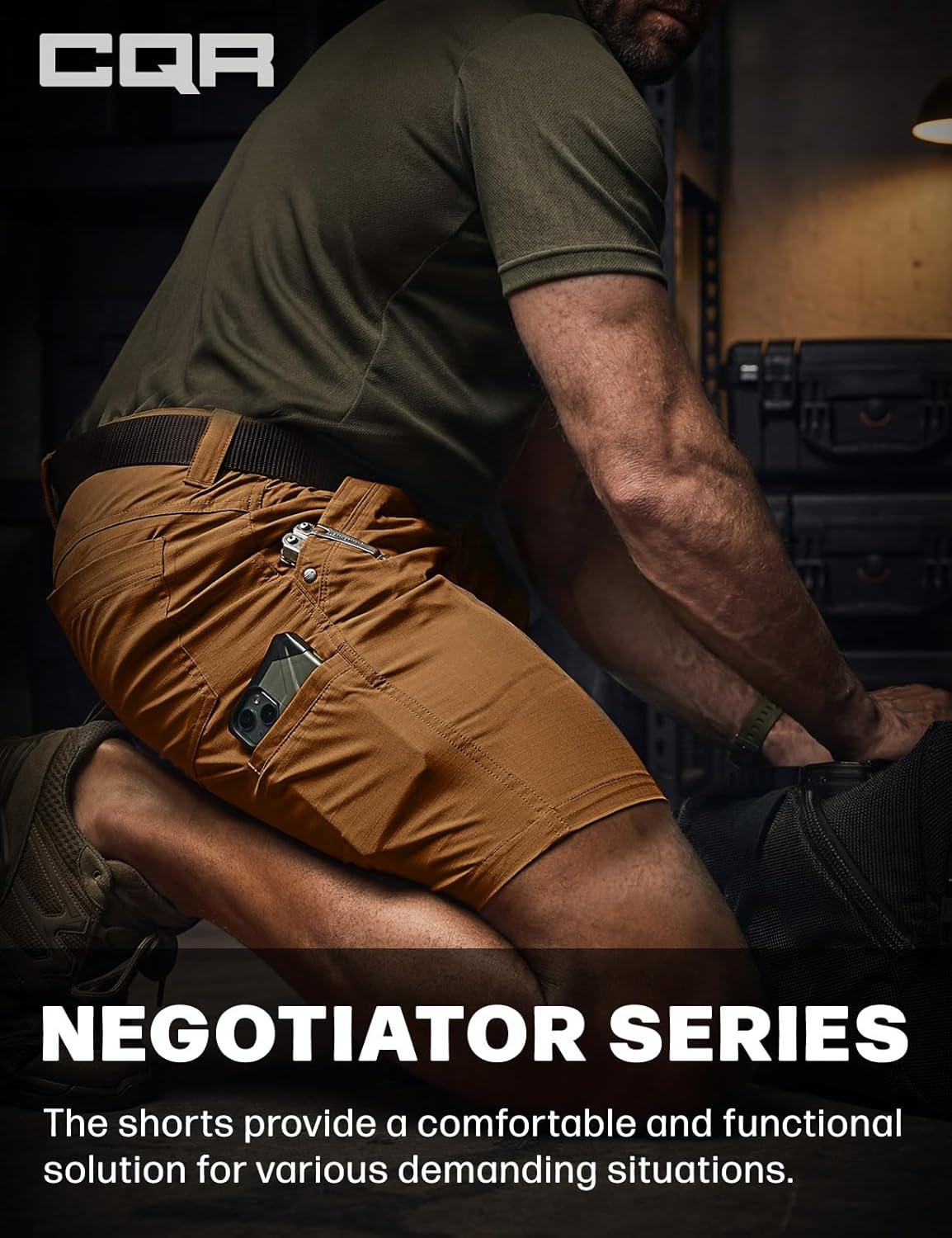 image:imageCQR Mens Flex Casual Cargo Shorts Lightweight Water Resistant Golf Shorts Stretch Tactical Work Shorts with MultiPocketNegotiator Copper Brown