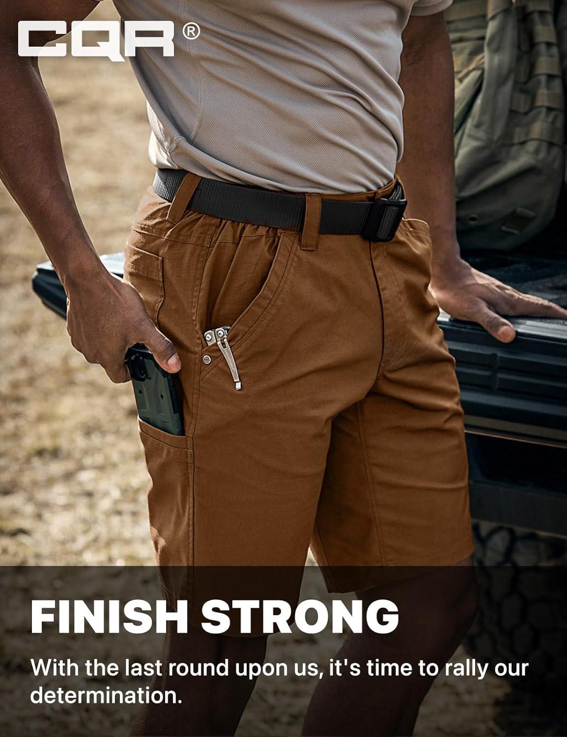 image:imageCQR Mens Flex Casual Cargo Shorts Lightweight Water Resistant Golf Shorts Stretch Tactical Work Shorts with MultiPocketNegotiator Copper Brown