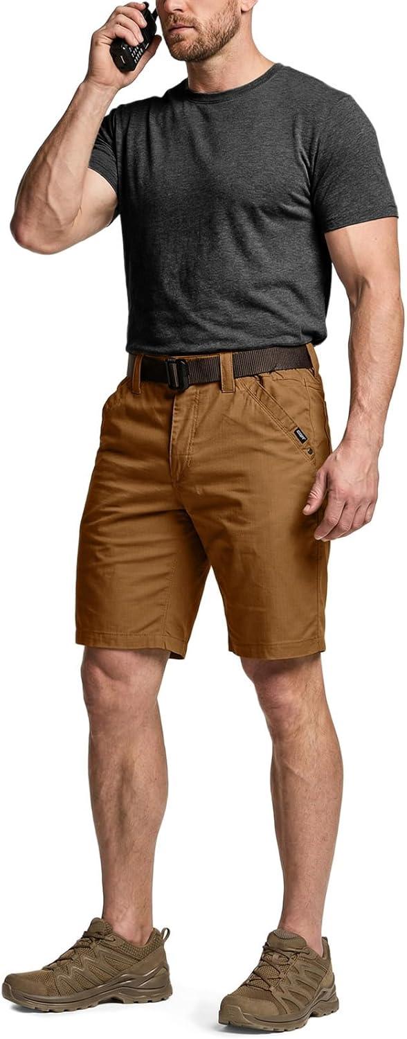 image:imageCQR Mens Flex Casual Cargo Shorts Lightweight Water Resistant Golf Shorts Stretch Tactical Work Shorts with MultiPocketNegotiator Copper Brown