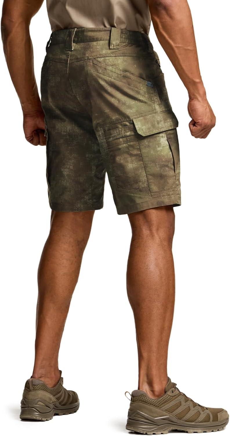 image:imageCQR Mens Flex Casual Cargo Shorts Lightweight Water Resistant Golf Shorts Stretch Tactical Work Shorts with MultiPocketTac Fractal Camo