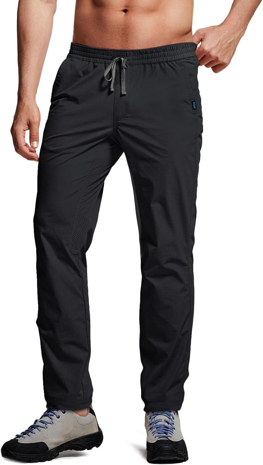 image:imageCQR Mens Lightweight Vent Hiking Pants WaterResistant amp Breathable Sports Outdoor Athletic Pants with Elastic WaistAscend Bolt Black