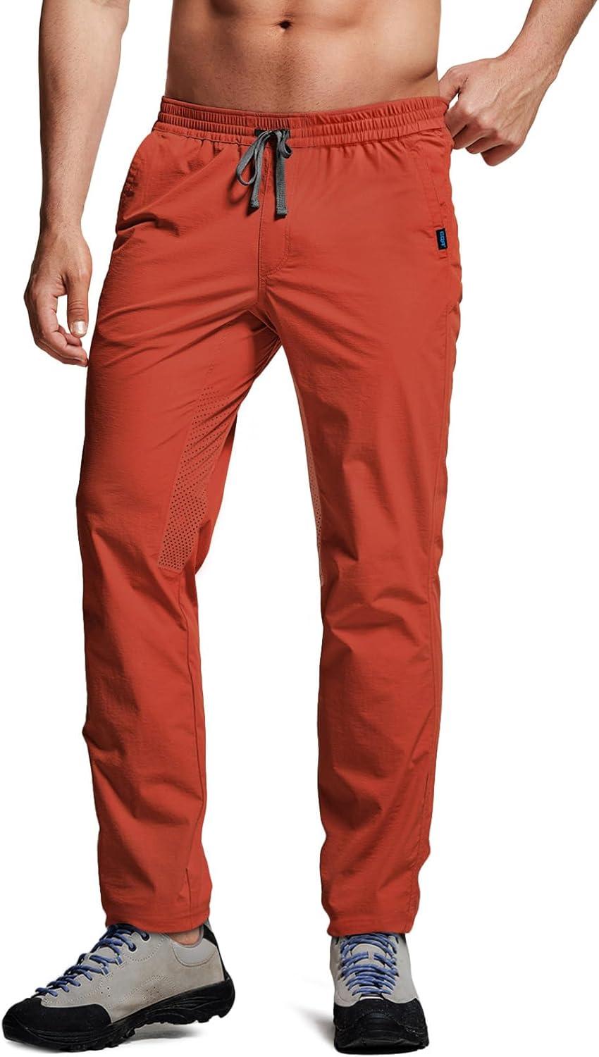 image:imageCQR Mens Lightweight Vent Hiking Pants WaterResistant amp Breathable Sports Outdoor Athletic Pants with Elastic WaistAscend Bolt Burnt Orange