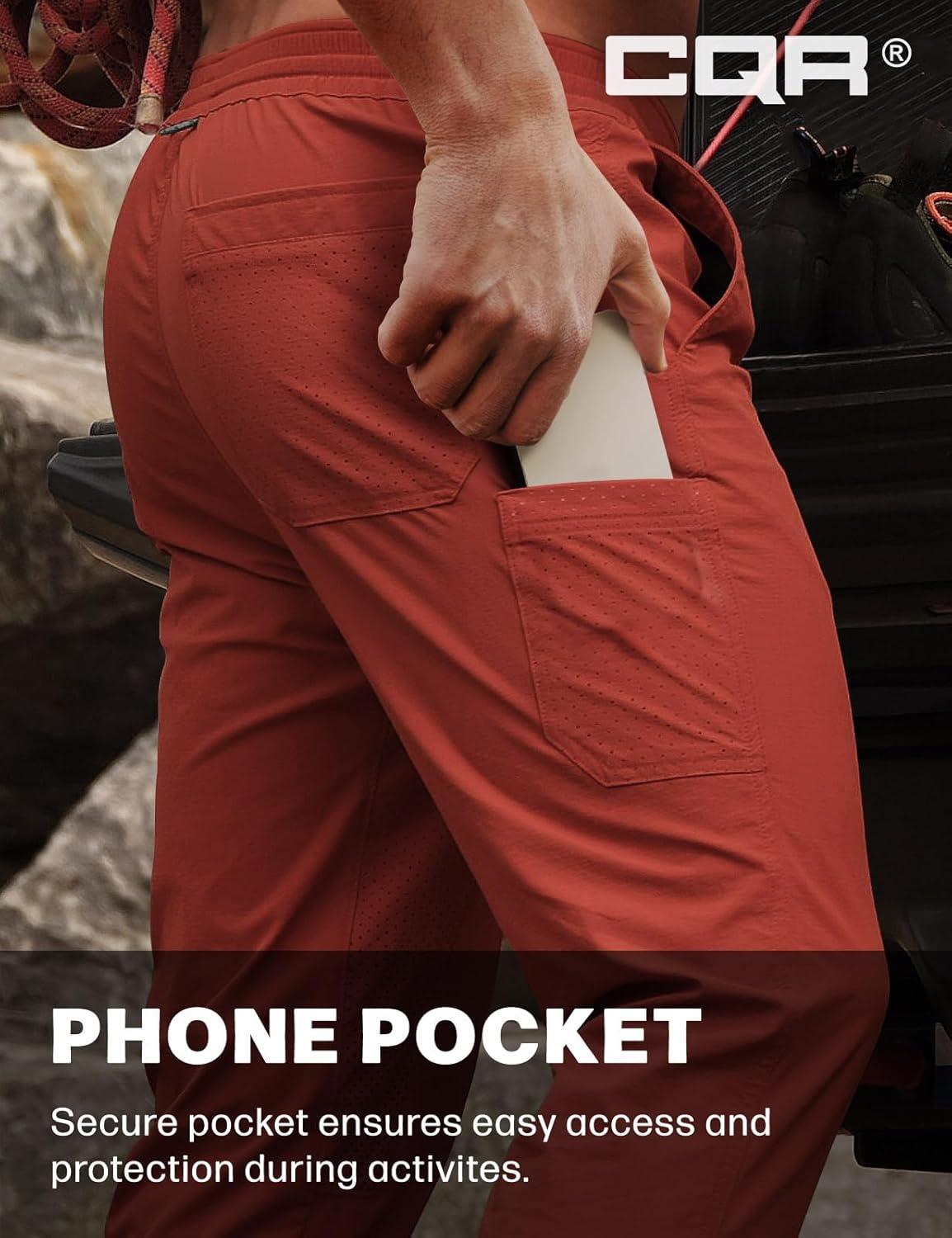image:imageCQR Mens Lightweight Vent Hiking Pants WaterResistant amp Breathable Sports Outdoor Athletic Pants with Elastic WaistAscend Bolt Burnt Orange