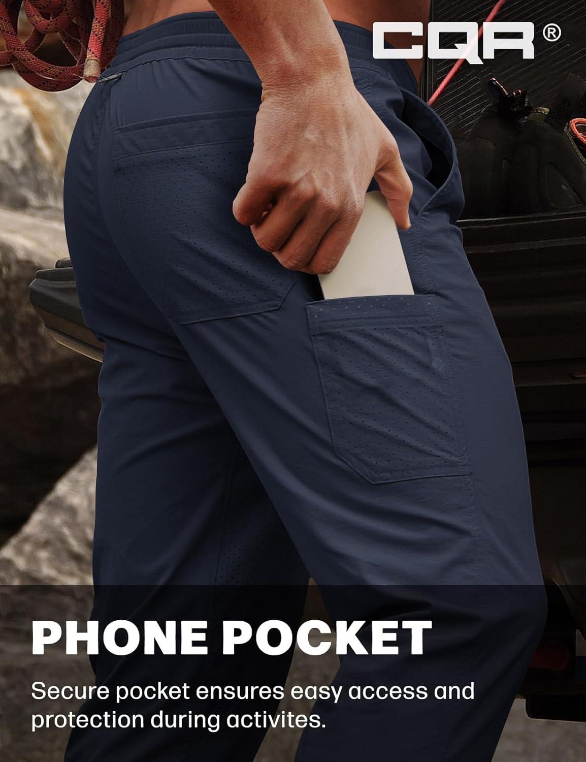 image:imageCQR Mens Lightweight Vent Hiking Pants WaterResistant amp Breathable Sports Outdoor Athletic Pants with Elastic WaistAscend Bolt Polar Navy