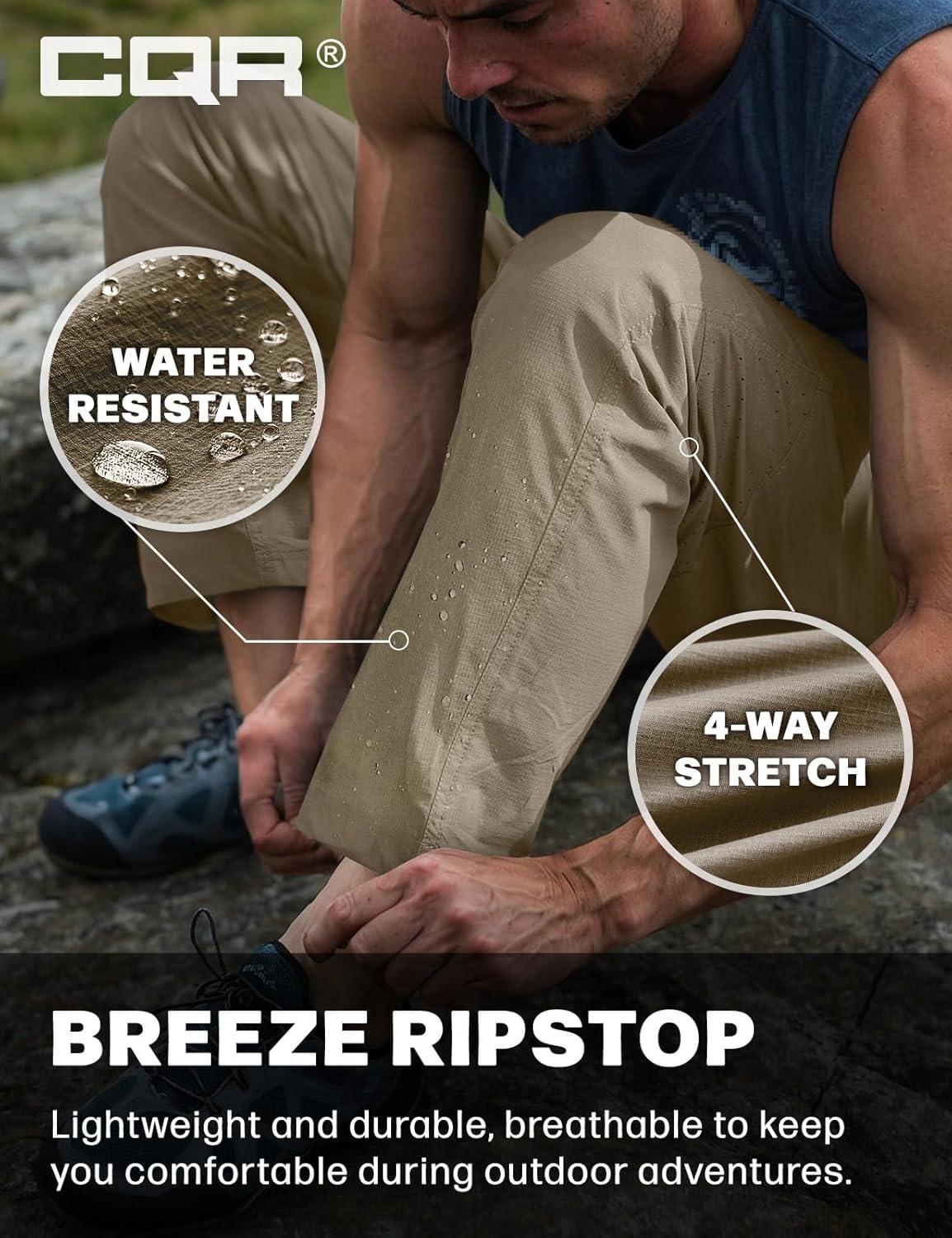image:imageCQR Mens Lightweight Vent Hiking Pants WaterResistant amp Breathable Sports Outdoor Athletic Pants with Elastic WaistAscend Crux Alamo Khaki