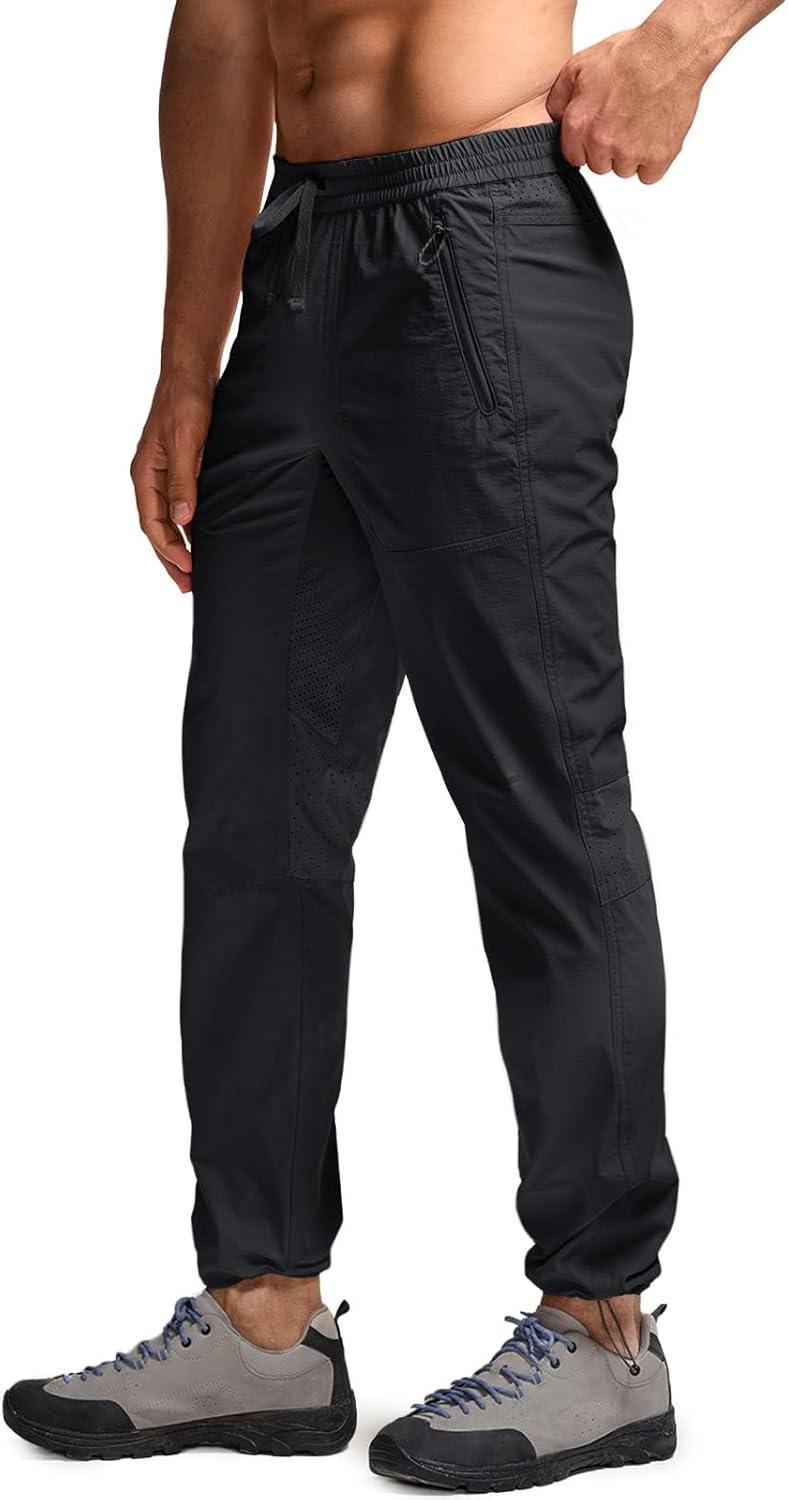 image:imageCQR Mens Lightweight Vent Hiking Pants WaterResistant amp Breathable Sports Outdoor Athletic Pants with Elastic WaistAscend Crux Black