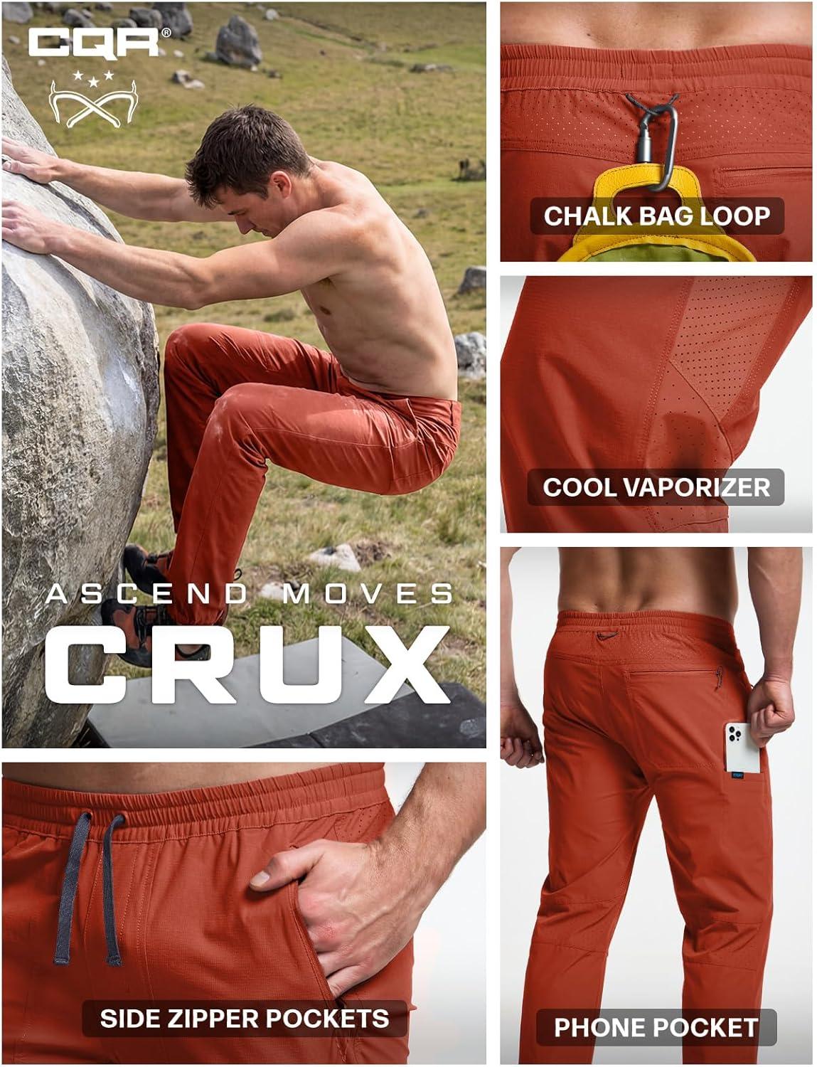 image:imageCQR Mens Lightweight Vent Hiking Pants WaterResistant amp Breathable Sports Outdoor Athletic Pants with Elastic WaistAscend Crux Burnt Orange
