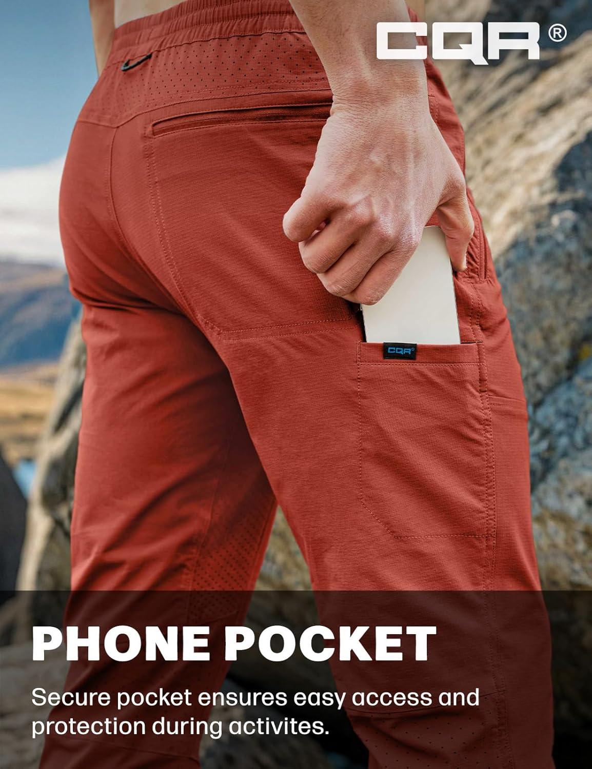 image:imageCQR Mens Lightweight Vent Hiking Pants WaterResistant amp Breathable Sports Outdoor Athletic Pants with Elastic WaistAscend Crux Burnt Orange