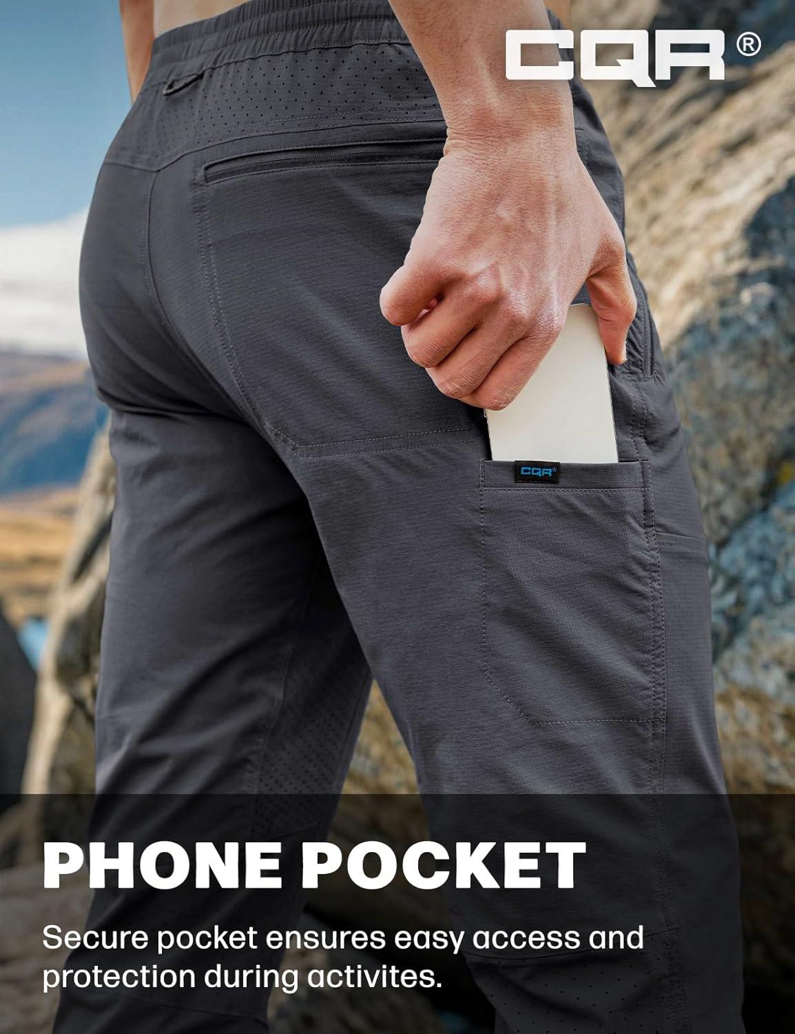 image:imageCQR Mens Lightweight Vent Hiking Pants WaterResistant amp Breathable Sports Outdoor Athletic Pants with Elastic WaistAscend Crux Carbon Grey