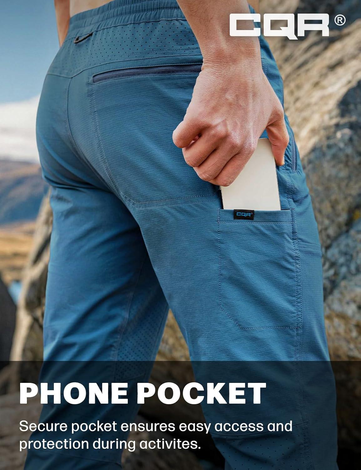 image:imageCQR Mens Lightweight Vent Hiking Pants WaterResistant amp Breathable Sports Outdoor Athletic Pants with Elastic WaistAscend Crux Glaucous