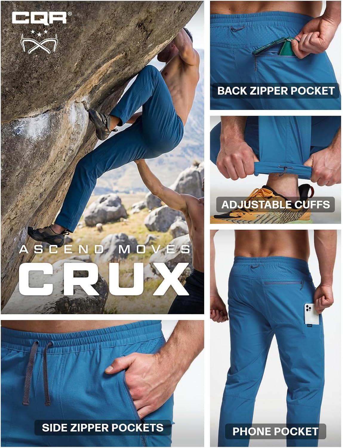 image:imageCQR Mens Lightweight Vent Hiking Pants WaterResistant amp Breathable Sports Outdoor Athletic Pants with Elastic WaistAscend Crux Glaucous