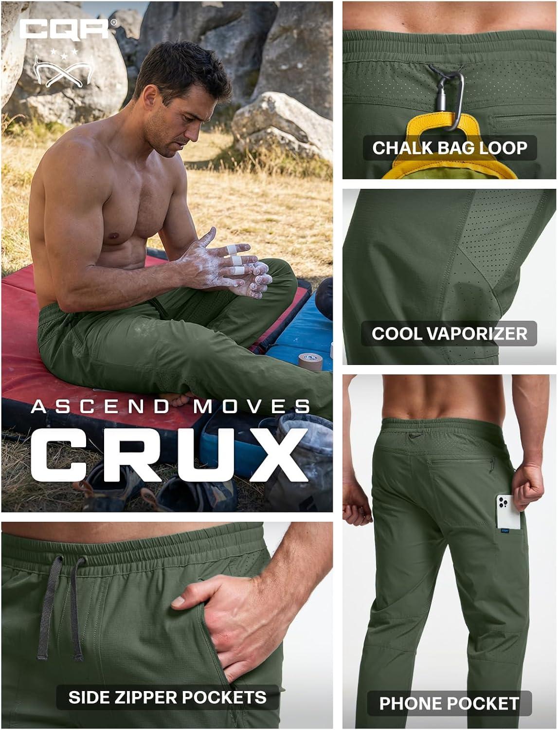 image:imageCQR Mens Lightweight Vent Hiking Pants WaterResistant amp Breathable Sports Outdoor Athletic Pants with Elastic WaistAscend Crux Lichen