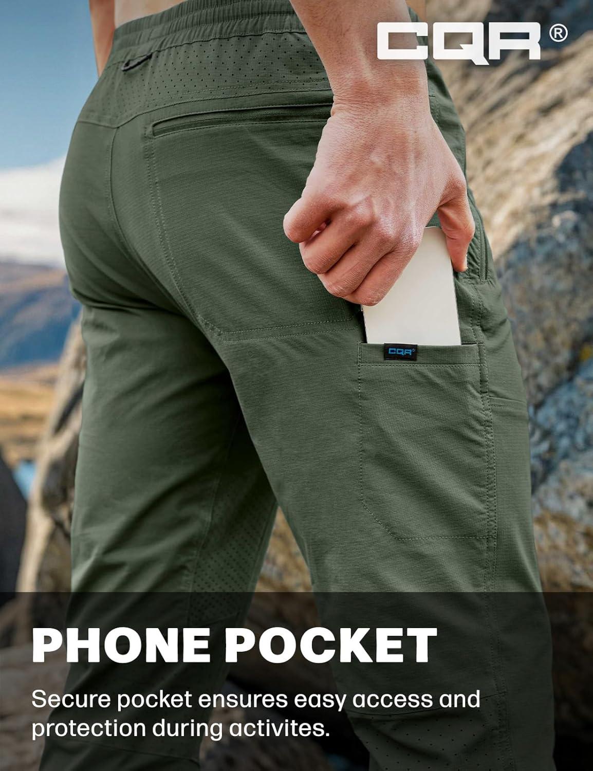 image:imageCQR Mens Lightweight Vent Hiking Pants WaterResistant amp Breathable Sports Outdoor Athletic Pants with Elastic WaistAscend Crux Lichen