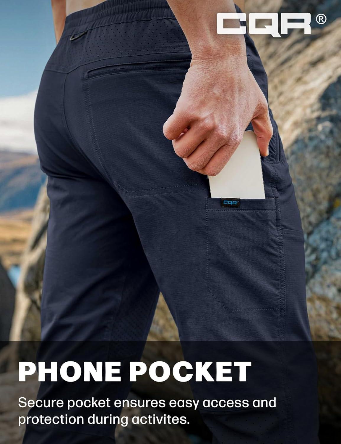 image:imageCQR Mens Lightweight Vent Hiking Pants WaterResistant amp Breathable Sports Outdoor Athletic Pants with Elastic WaistAscend Crux Polar Navy