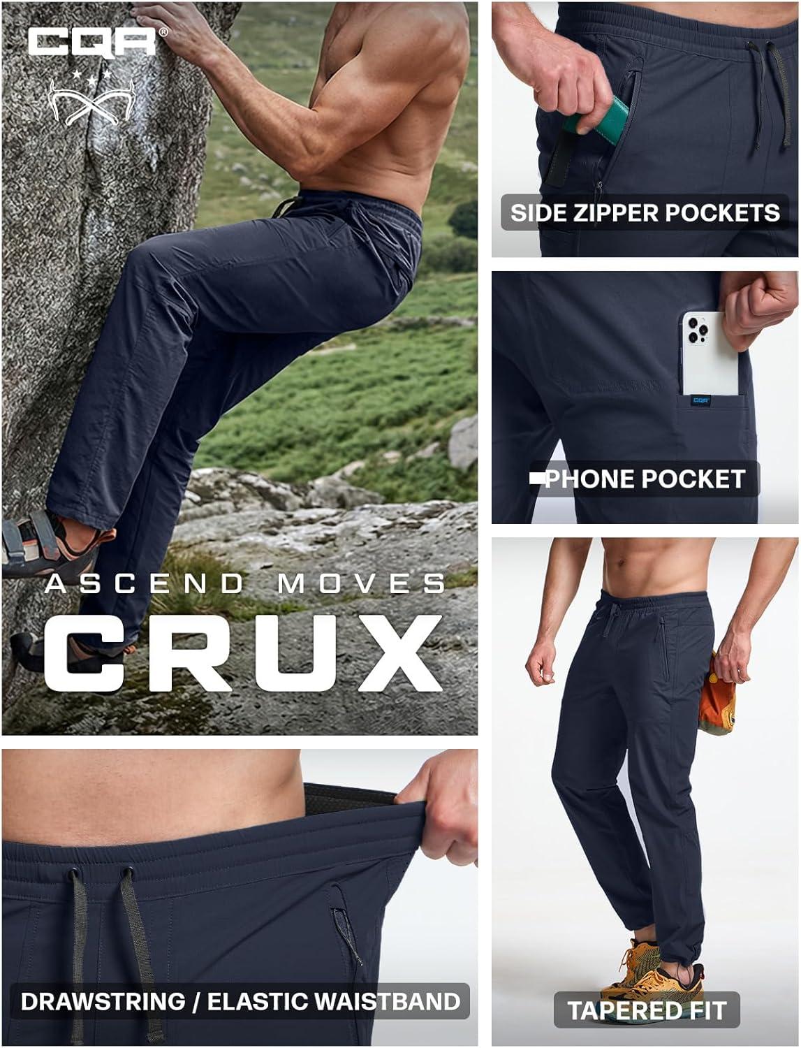 image:imageCQR Mens Lightweight Vent Hiking Pants WaterResistant amp Breathable Sports Outdoor Athletic Pants with Elastic WaistAscend Crux Polar Navy