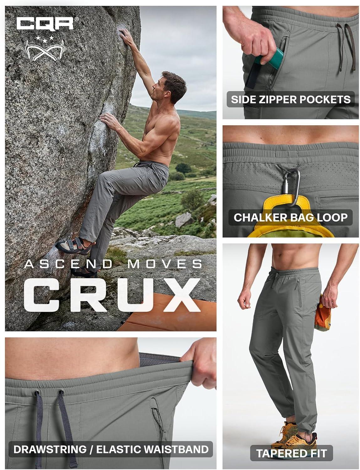 image:imageCQR Mens Lightweight Vent Hiking Pants WaterResistant amp Breathable Sports Outdoor Athletic Pants with Elastic WaistAscend Crux Sage