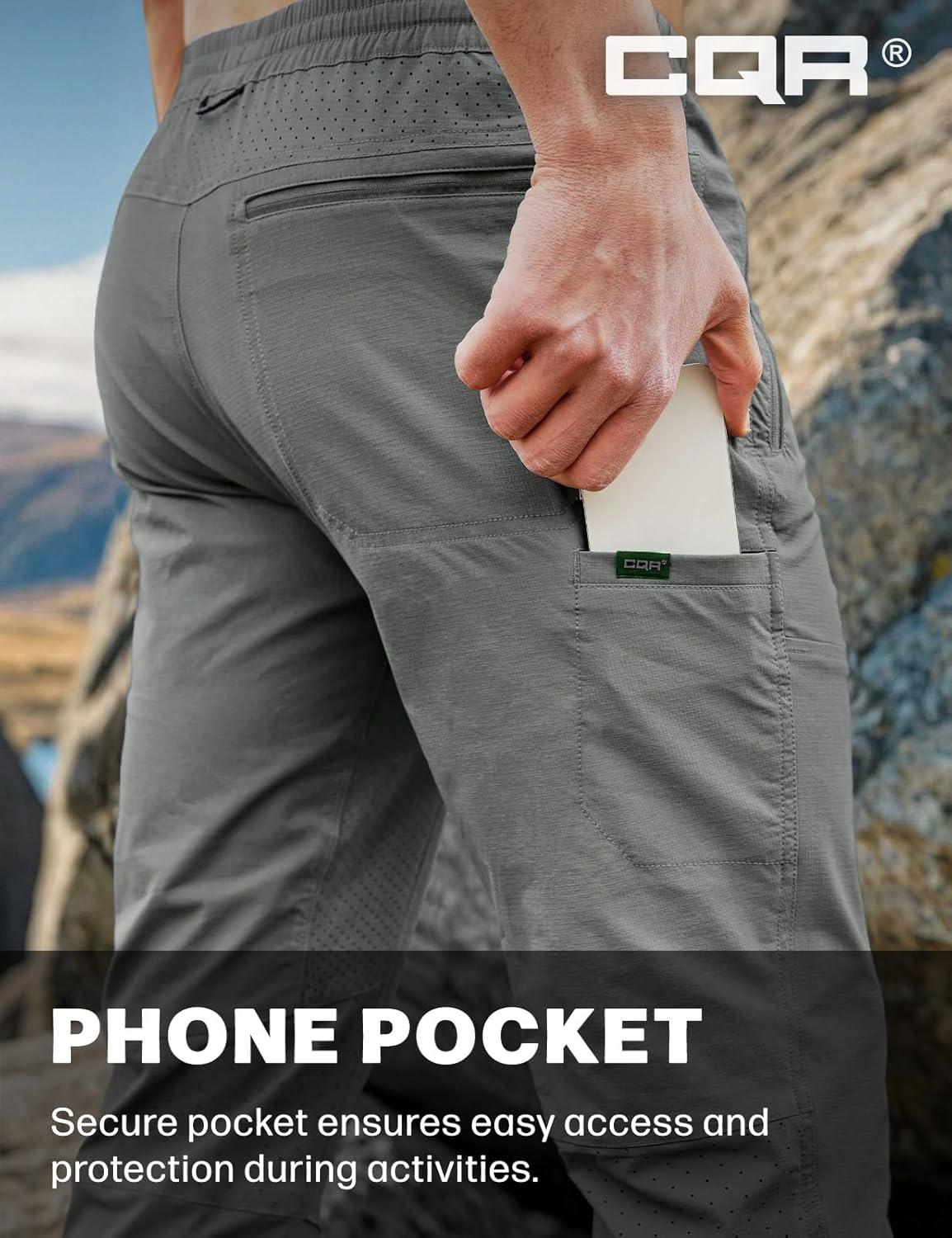 image:imageCQR Mens Lightweight Vent Hiking Pants WaterResistant amp Breathable Sports Outdoor Athletic Pants with Elastic WaistAscend Crux Sage