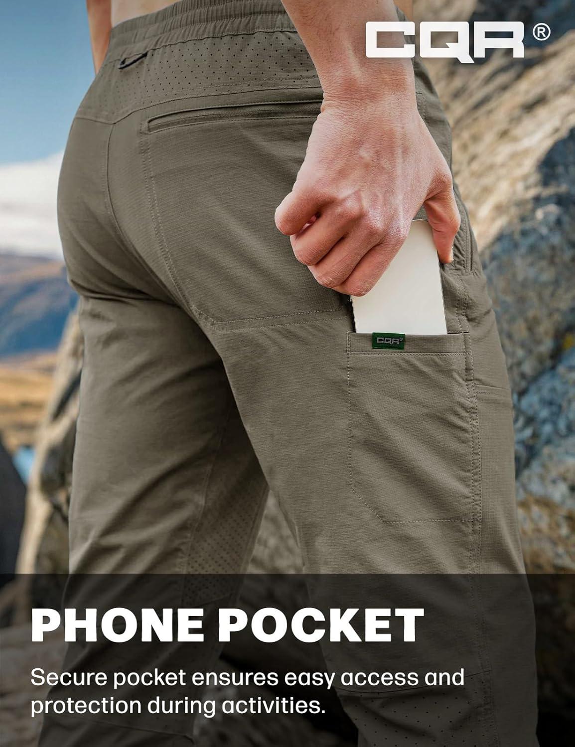 image:imageCQR Mens Lightweight Vent Hiking Pants WaterResistant amp Breathable Sports Outdoor Athletic Pants with Elastic WaistAscend Crux Sand Khaki