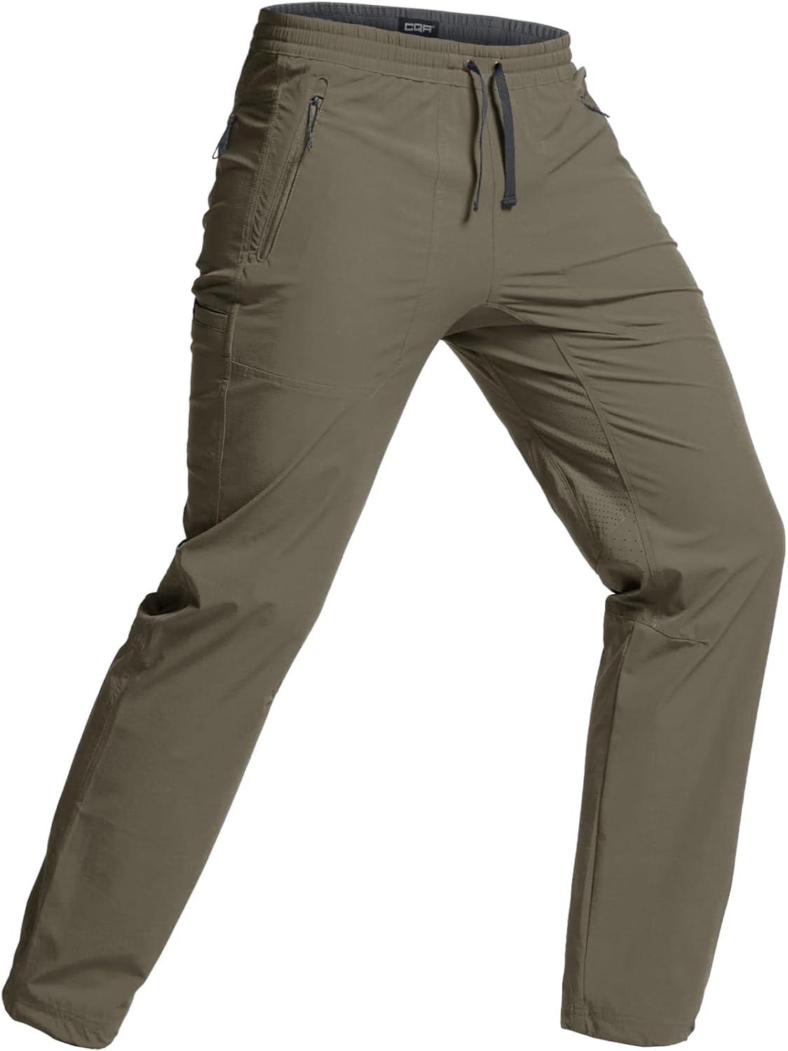 image:imageCQR Mens Lightweight Vent Hiking Pants WaterResistant amp Breathable Sports Outdoor Athletic Pants with Elastic WaistAscend Crux Sand Khaki