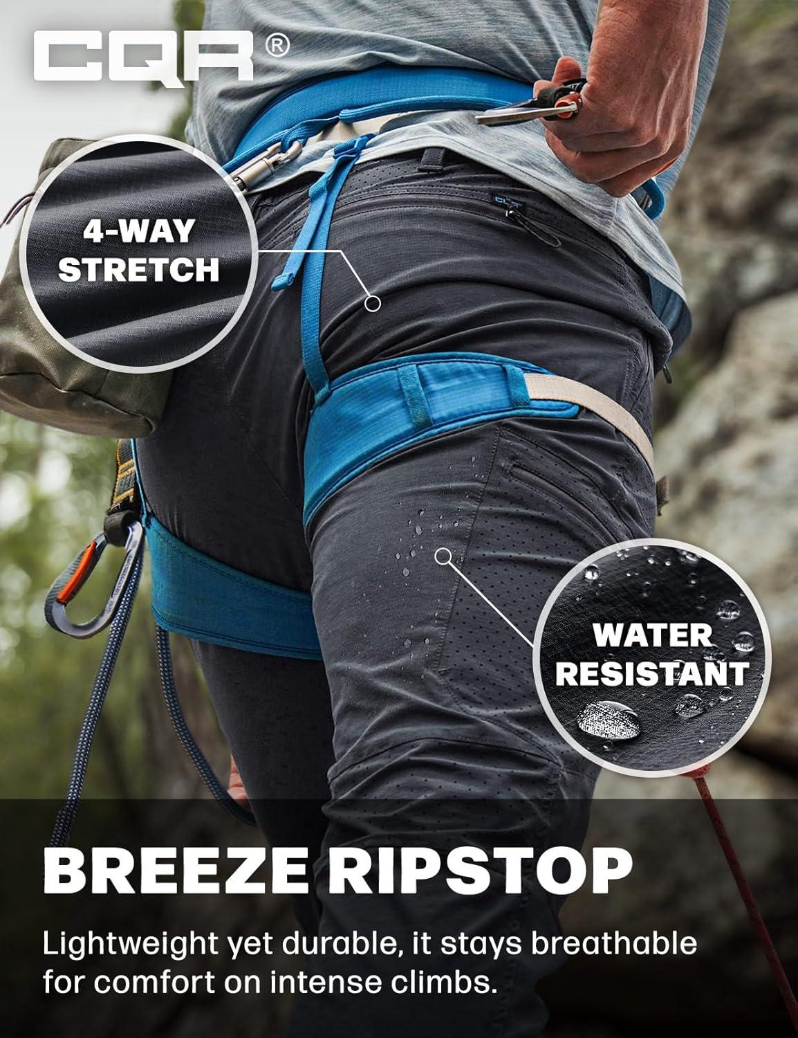 image:imageCQR Mens Lightweight Vent Hiking Pants WaterResistant amp Breathable Sports Outdoor Athletic Pants with Elastic WaistAscend Peak Carbon Grey