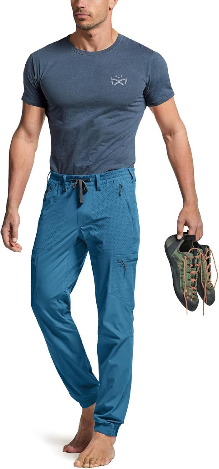 image:imageCQR Mens Lightweight Vent Hiking Pants WaterResistant amp Breathable Sports Outdoor Athletic Pants with Elastic WaistAscend Peak Glaucous