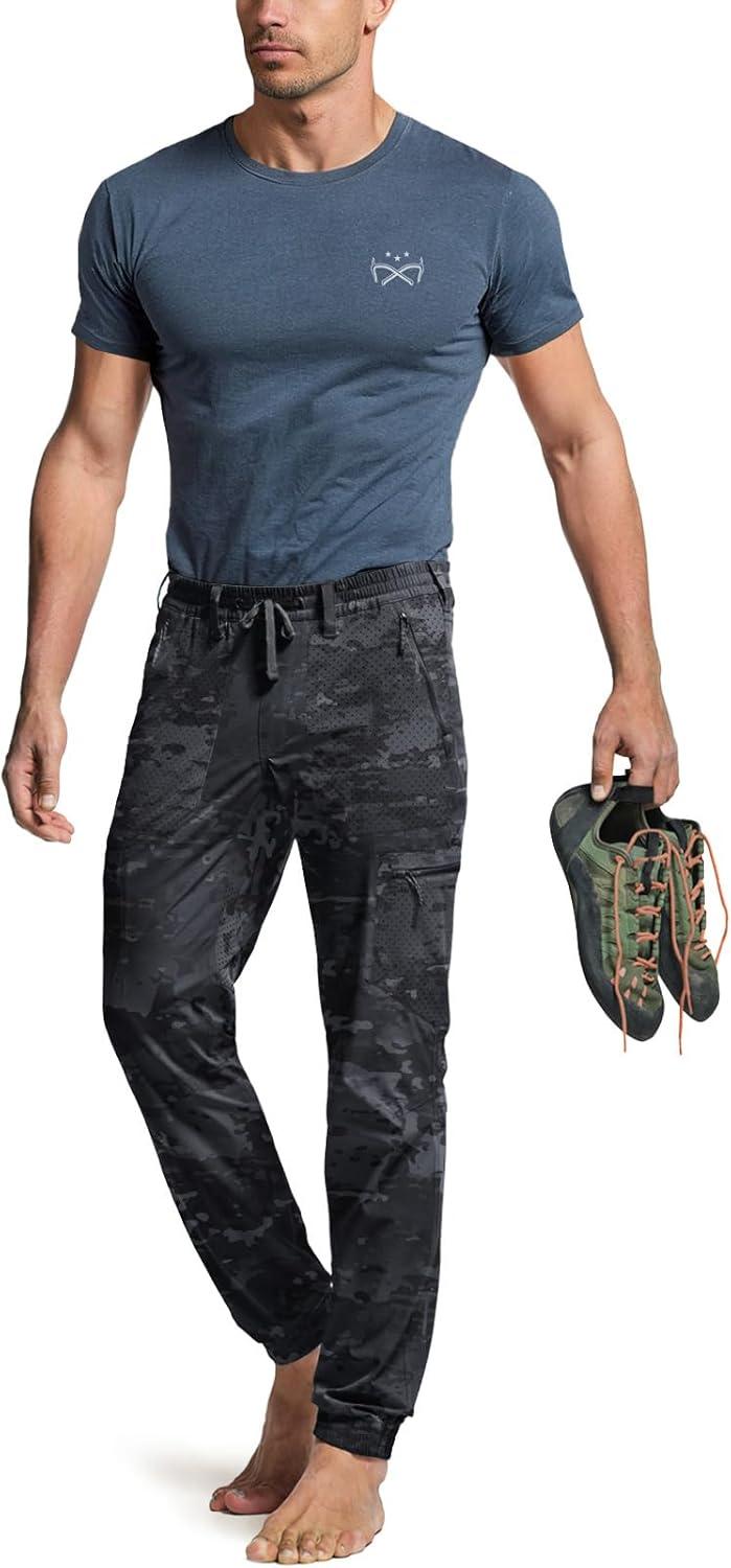 image:imageCQR Mens Lightweight Vent Hiking Pants WaterResistant amp Breathable Sports Outdoor Athletic Pants with Elastic WaistAscend Peak Utility Camo Black