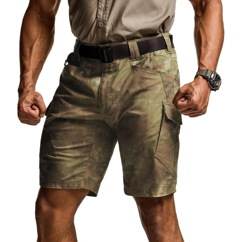 image:imageCQR Mens Flex Casual Cargo Shorts Lightweight Water Resistant Golf Shorts Stretch Tactical Work Shorts with MultiPocketTac Fractal Camo