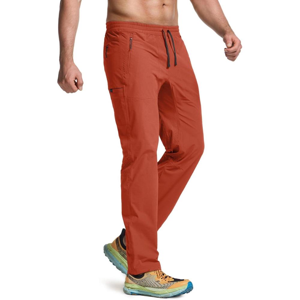 image:imageCQR Mens Lightweight Vent Hiking Pants WaterResistant amp Breathable Sports Outdoor Athletic Pants with Elastic WaistAscend Crux Burnt Orange