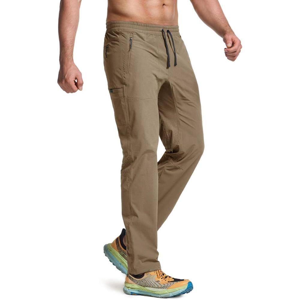 image:imageCQR Mens Lightweight Vent Hiking Pants WaterResistant amp Breathable Sports Outdoor Athletic Pants with Elastic WaistAscend Crux Cougar