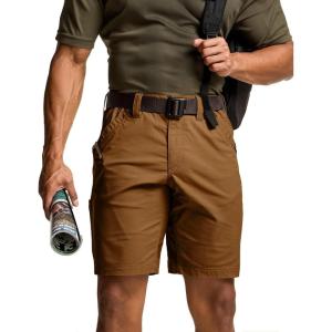 CQR Men’s Flex Casual Cargo Shorts, Lightweight Water Resistant Golf Shorts, Stretch Tactical Work Shorts with Multi-Pocket(Negotiator Copper Brown)