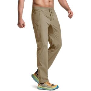 CQR Men’s Lightweight Vent Hiking Pants, Water-Resistant & Breathable Sports Outdoor Athletic Pants with Elastic Waist(Ascend Crux Alamo Khaki)