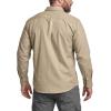 CQR Men’s Long Sleeve Tactical Shirts, Ripstop Military Work Shirts, UPF 50+ Breathable Button Down Outdoor Hiking Shirt(Metro Khaki)