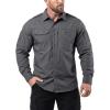 CQR Men’s Long Sleeve Tactical Shirts, Ripstop Military Work Shirts, UPF 50+ Breathable Button Down Outdoor Hiking Shirt(Journeyman Charcoal)