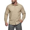 CQR Men’s Long Sleeve Tactical Shirts, Ripstop Military Work Shirts, UPF 50+ Breathable Button Down Outdoor Hiking Shirt(Metro Khaki)