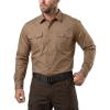 CQR Men’s Long Sleeve Tactical Shirts, Ripstop Military Work Shirts, UPF 50+ Breathable Button Down Outdoor Hiking Shirt(Supervisor Cougar)