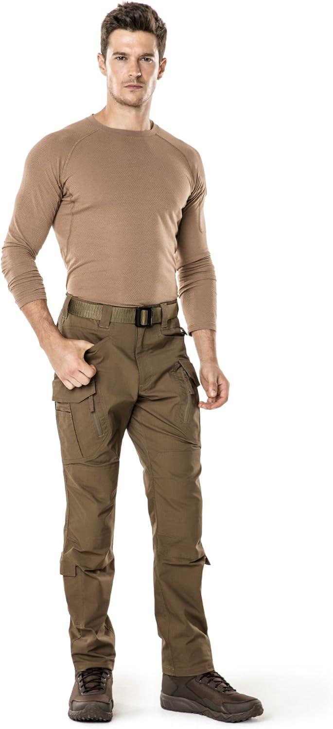 image:imageCQR Mens Combat Shirt Tactical 14 Zip Long Sleeve Military BDU Shirts Camo EDC Top with PocketsTacti Dri Coyote