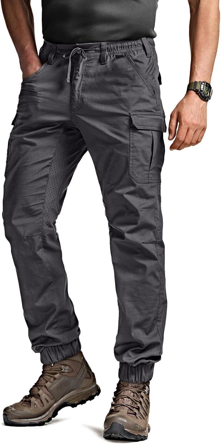 image:imageCQR Mens Flex Lightweight Joggers Elastic Waist Drawstring Casual Pants Tapered Fit Water Resistant Outdoor Cargo PantsSquad Charcoal