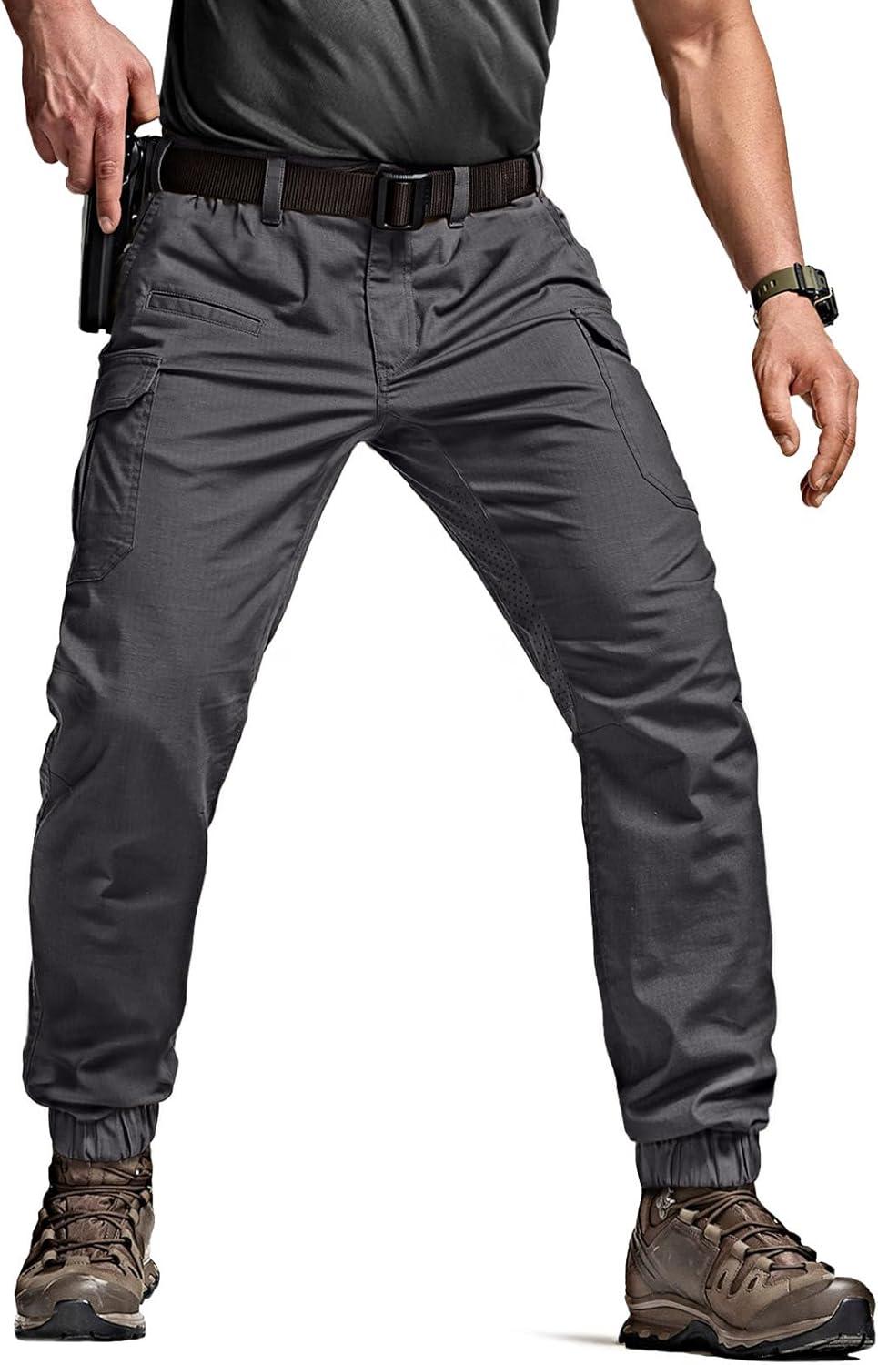 image:imageCQR Mens Flex Lightweight Joggers Elastic Waist Drawstring Casual Pants Tapered Fit Water Resistant Outdoor Cargo PantsSquad Charcoal