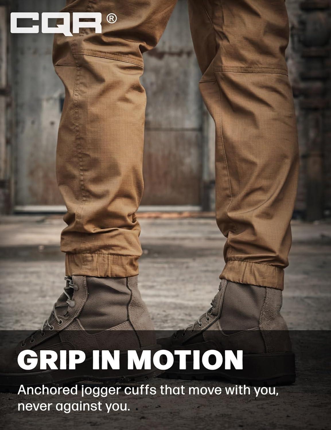 image:imageCQR Mens Flex Lightweight Joggers Elastic Waist Drawstring Casual Pants Tapered Fit Water Resistant Outdoor Cargo PantsSquad Cougar