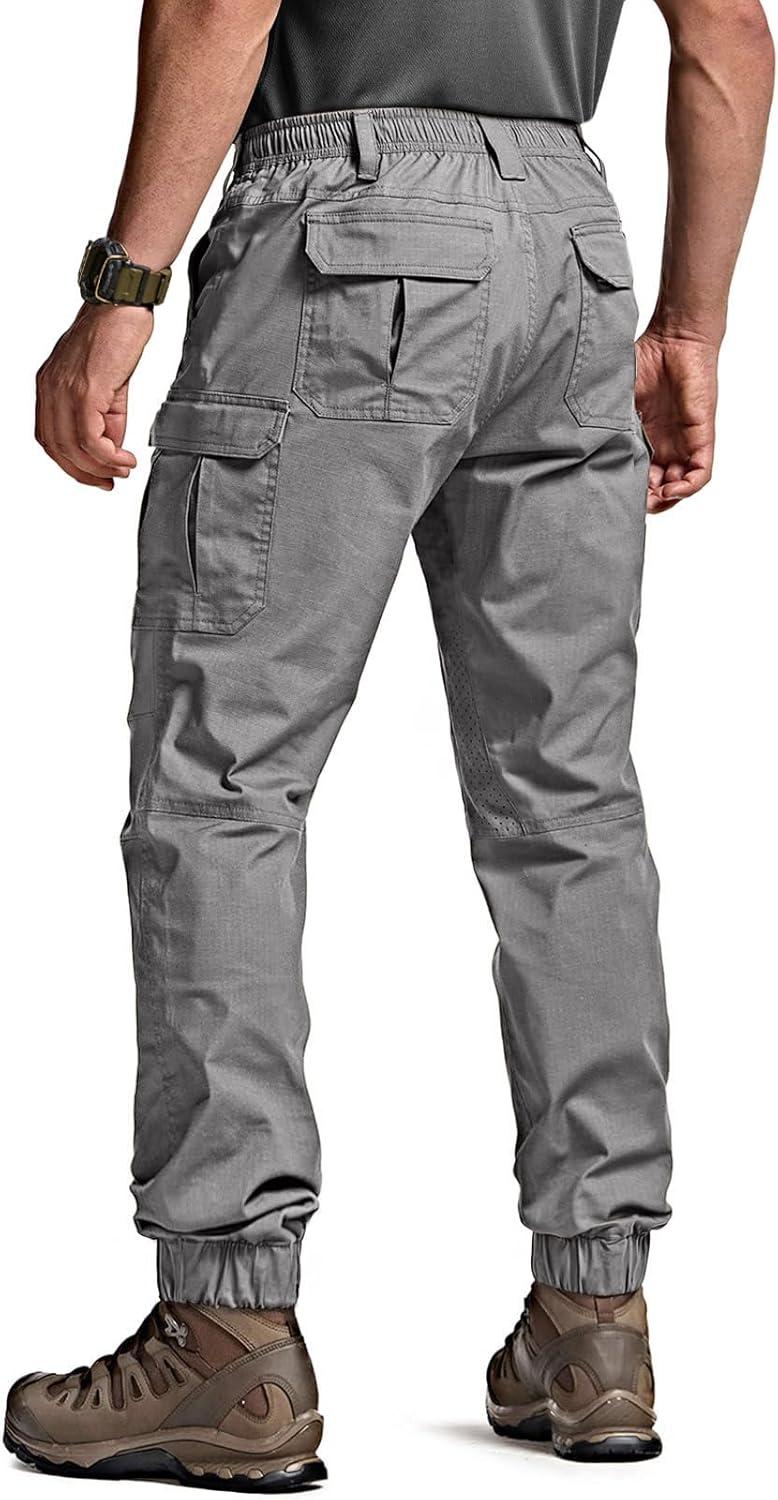 image:imageCQR Mens Flex Lightweight Joggers Elastic Waist Drawstring Casual Pants Tapered Fit Water Resistant Outdoor Cargo PantsSquad Stone