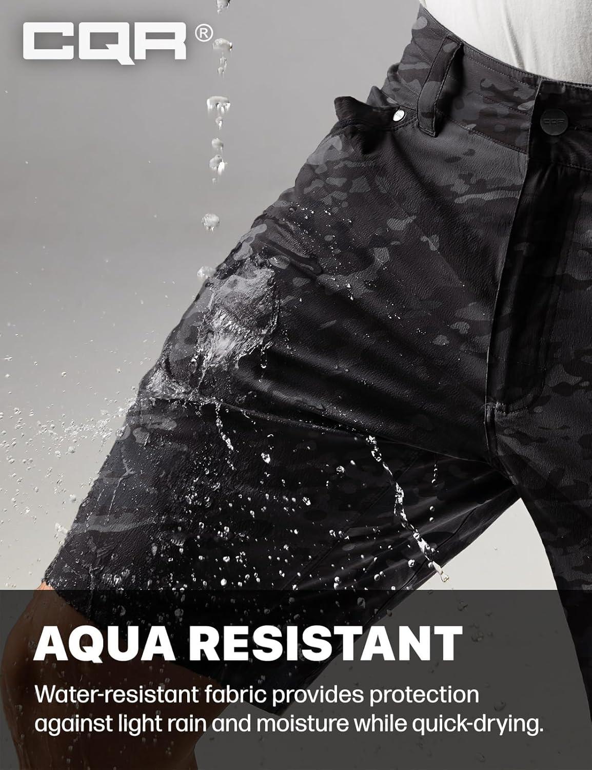 image:imageCQR Mens Stretch Utility Shorts Lightweight Quick Dry Casual Shorts Hiking Golf Cargo Shorts with Zipper PocketsSedona Camo Utility Camo Black